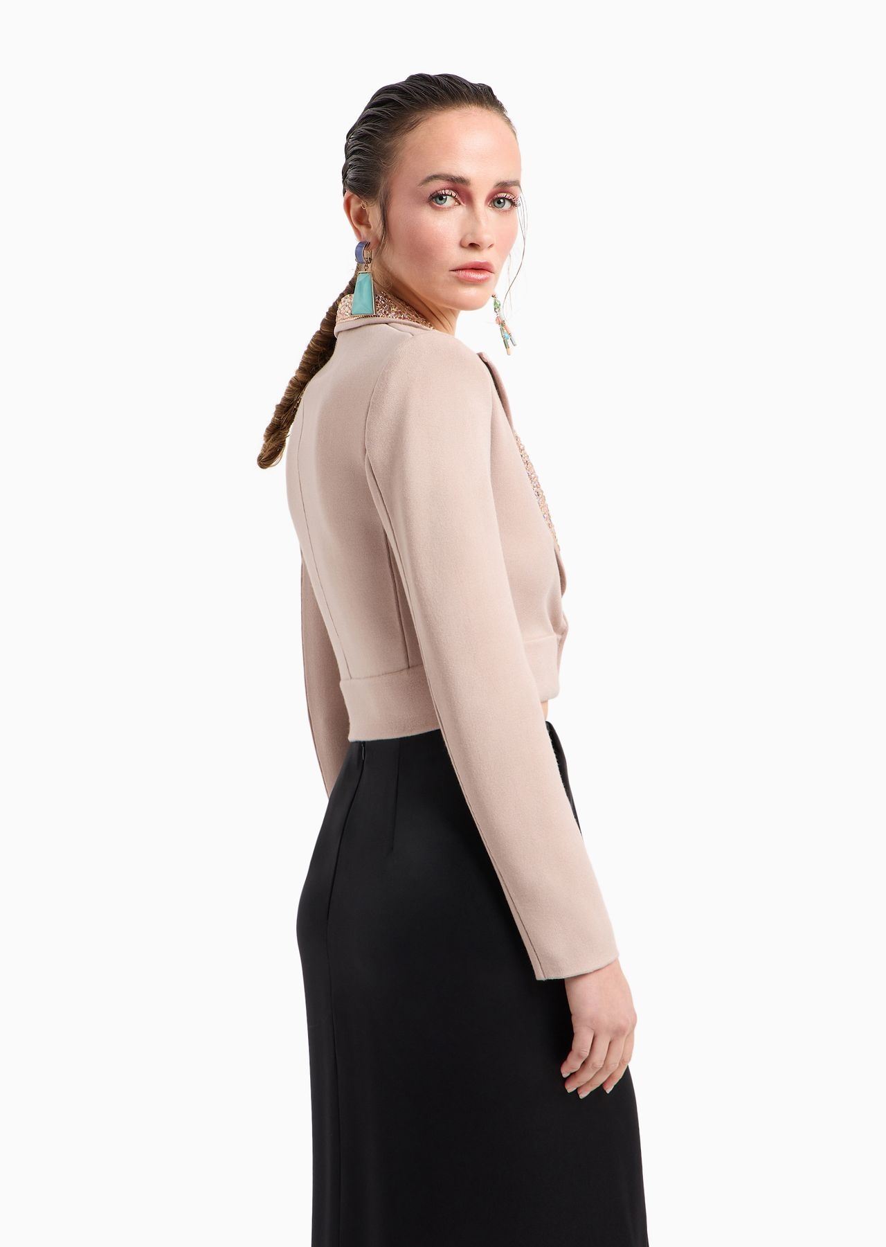 Short single-breasted jacket in wool and viscose - 3