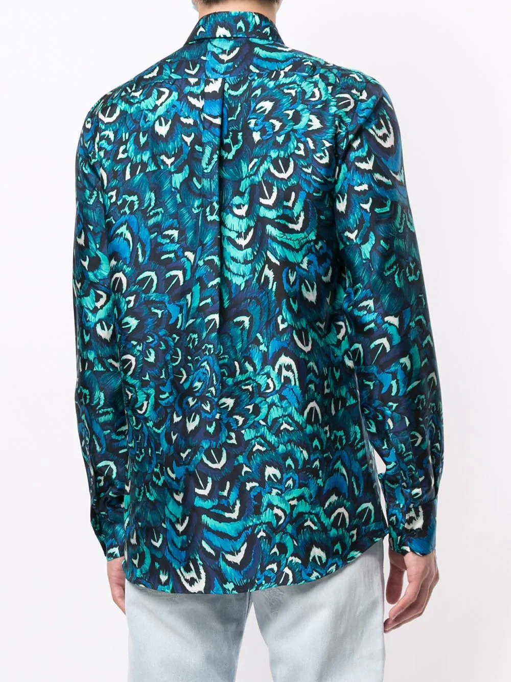 feather print Martini-fit shirt - 4