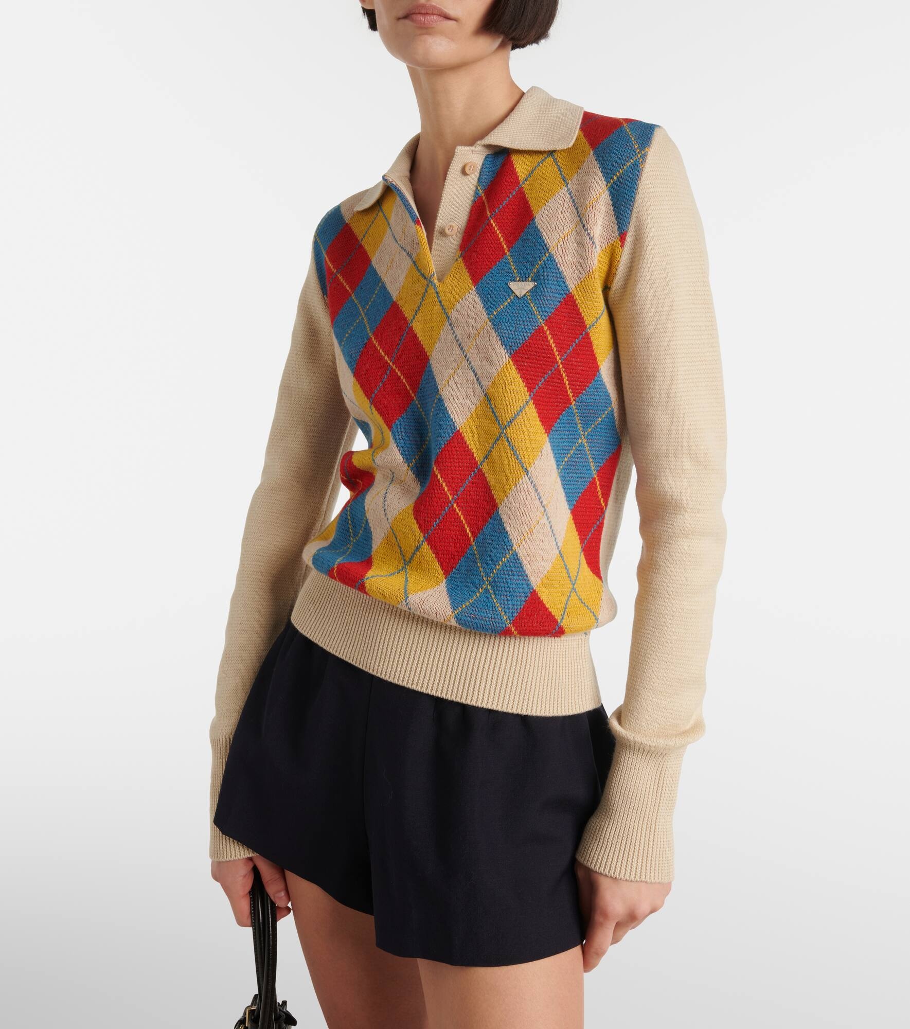 Argyle intarsia wool polo sweater - 6