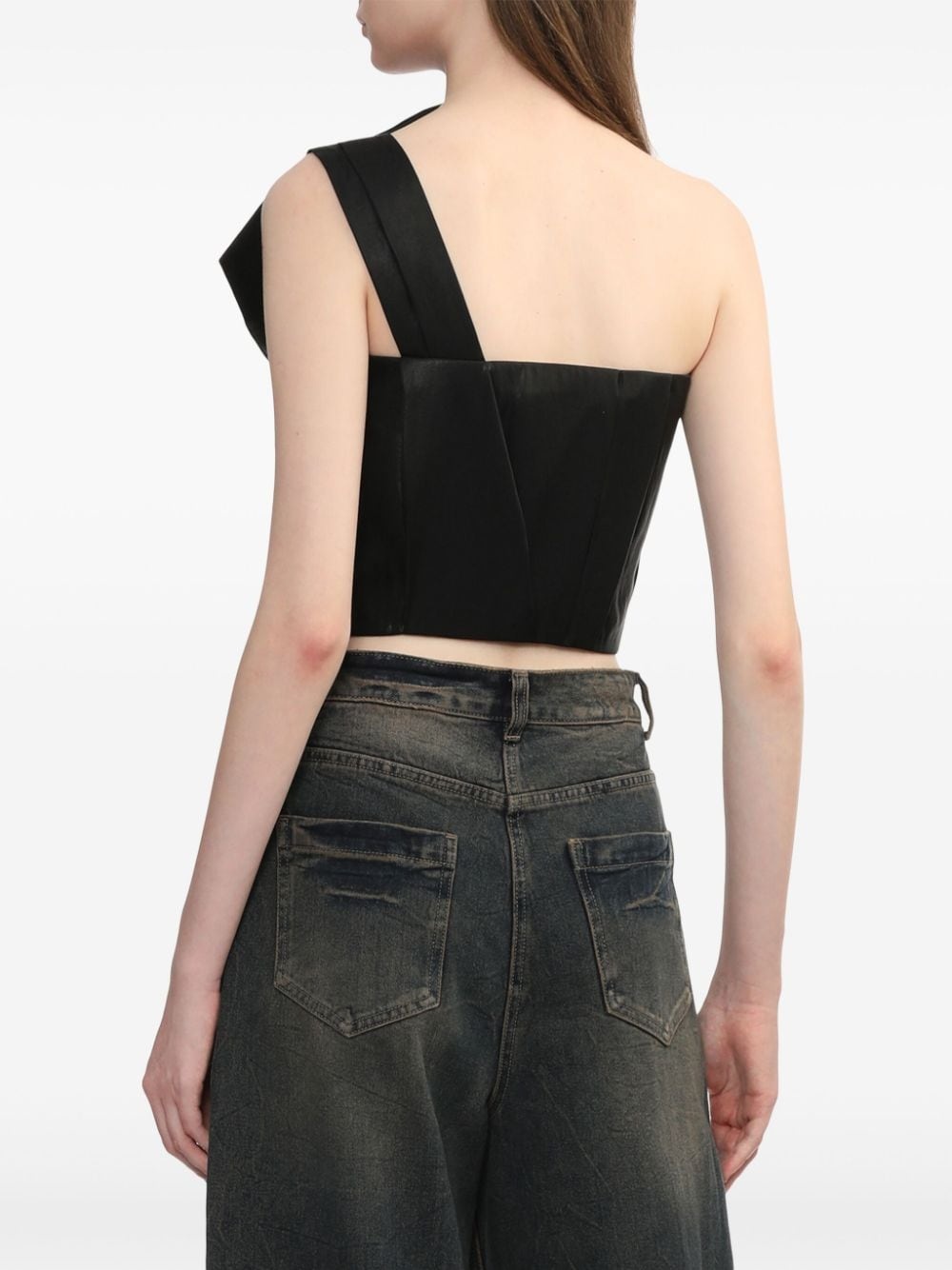one-shoulder crop top - 4