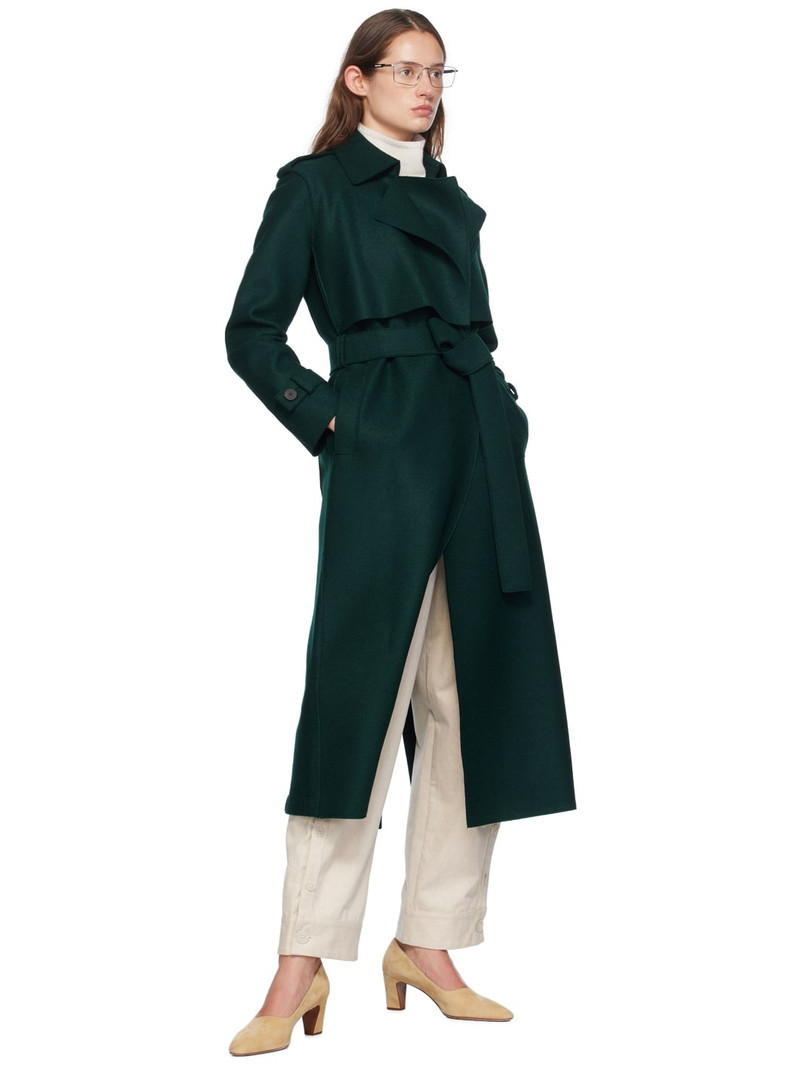 Harris Wharf London Green Pressed Wool Trench Coat outlook