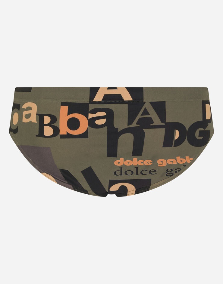 Swim briefs with all-over logo print - 1