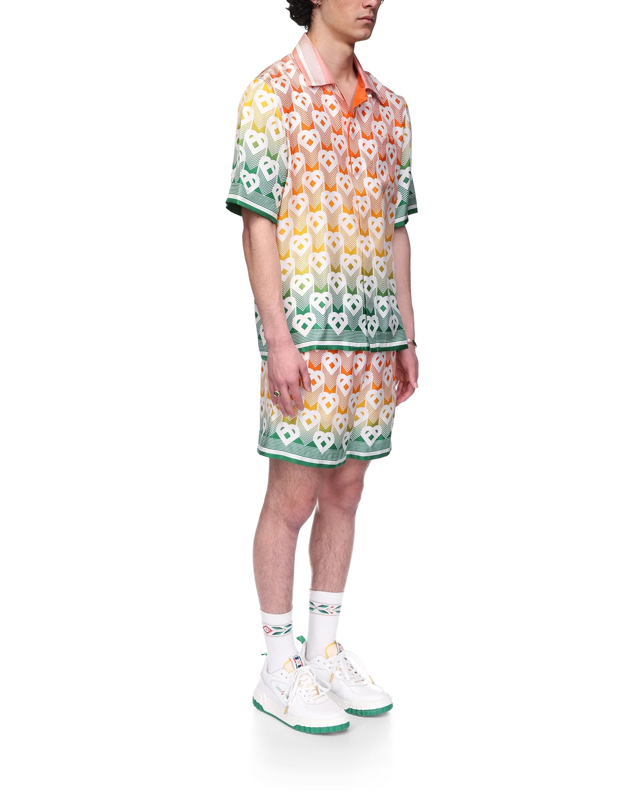 Gradient Heart Monogram Silk Shirt - 5