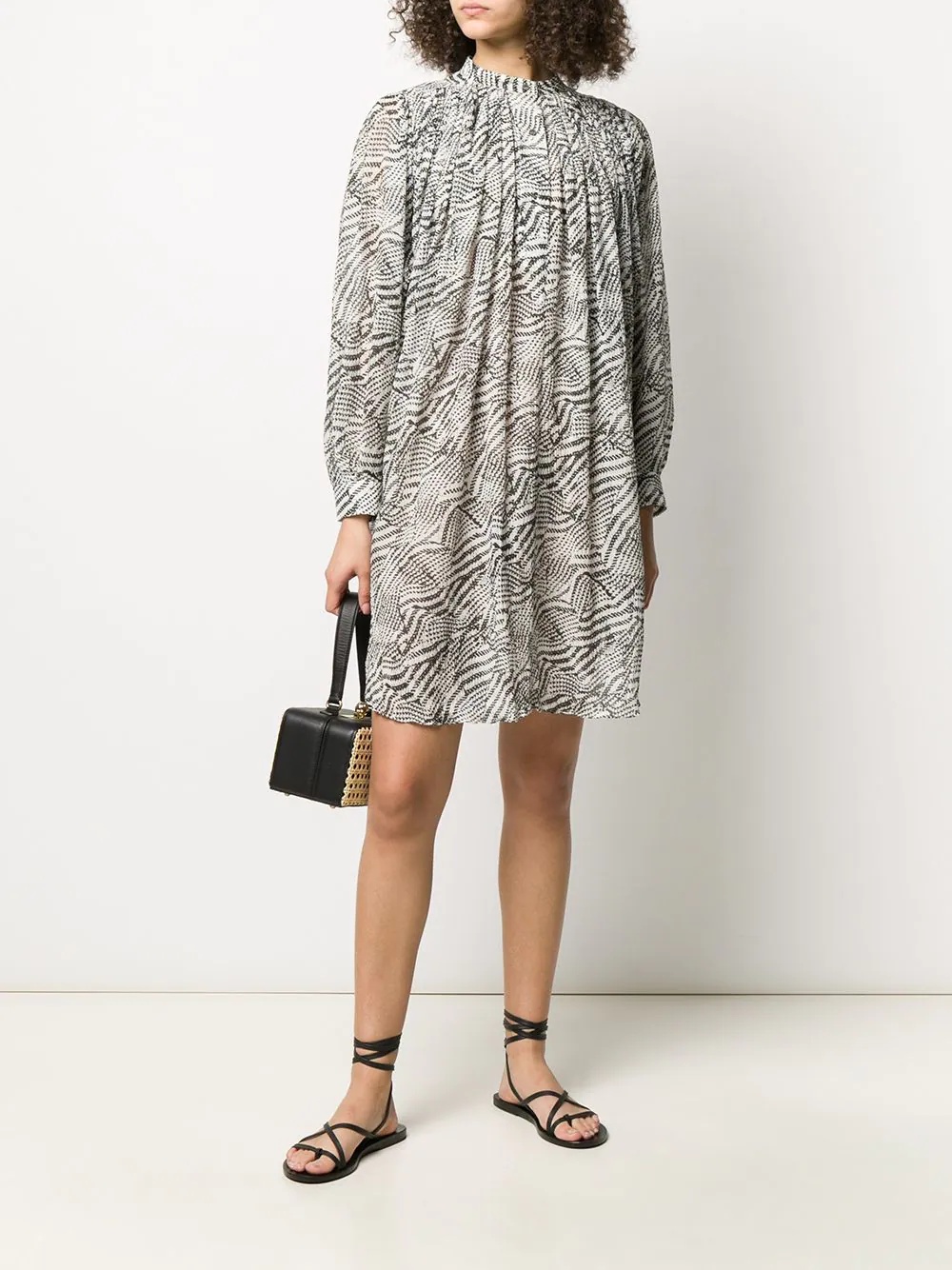 abstract-print gathered shift dress - 2