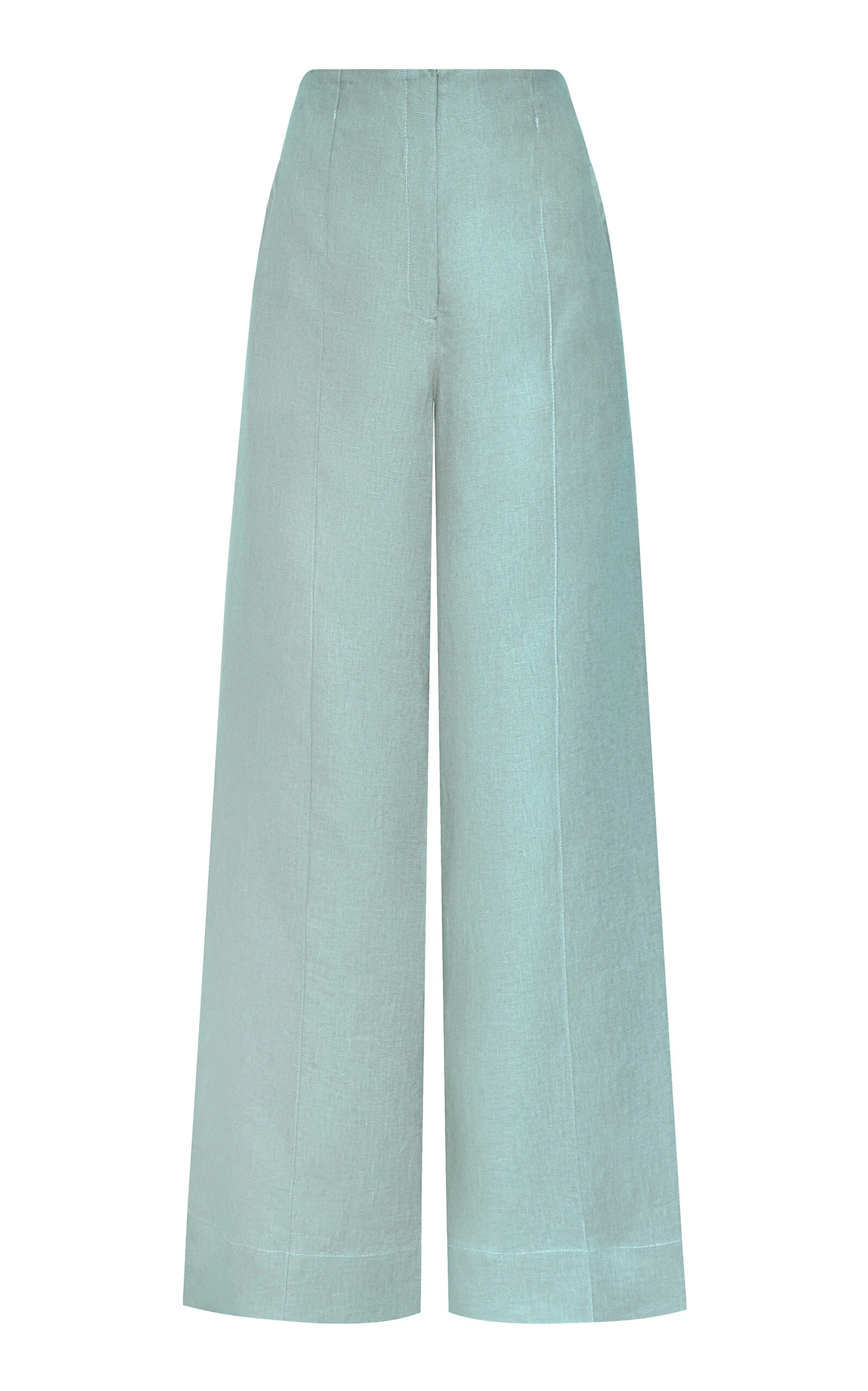 La Promesa High-Rise Linen Wide-Leg Pants light blue - 1