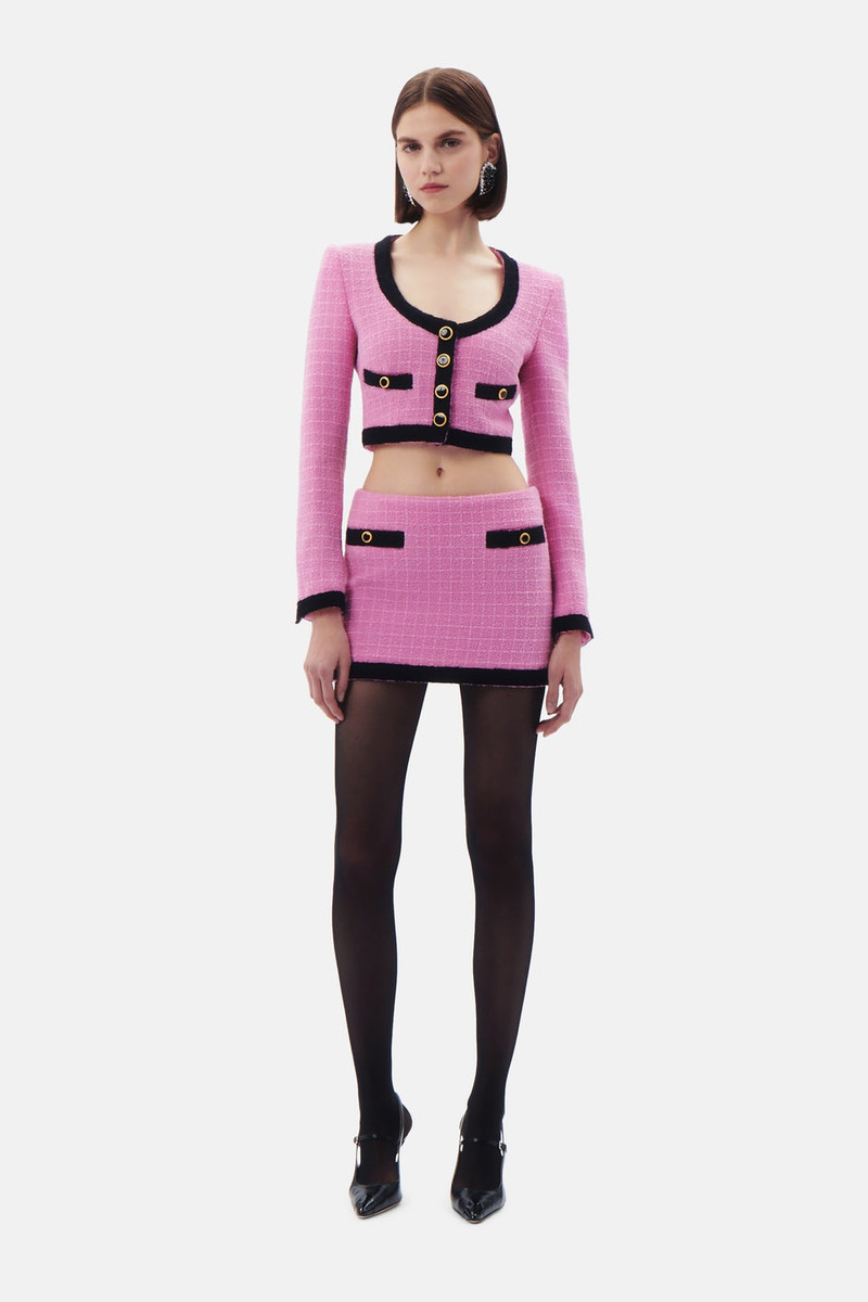 Alessandra Rich CHECKED TWEED BOUCLE LOW WAIST MINI SKIRT outlook