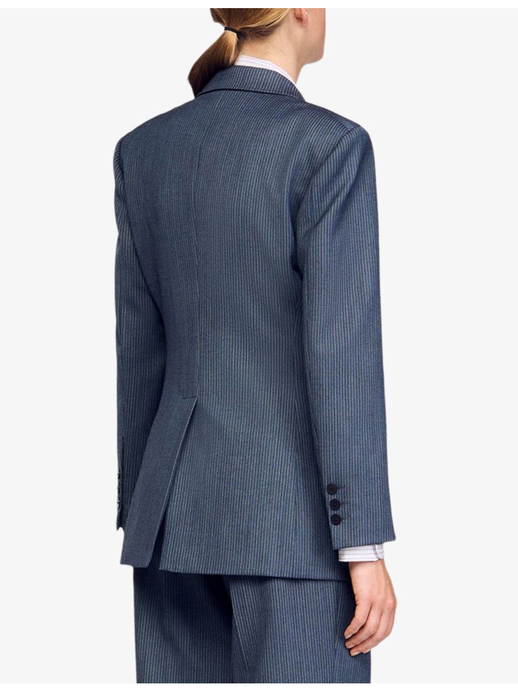 Striped Peak-Lapel Double-Breasted Stretch-Woven Blazer - 4