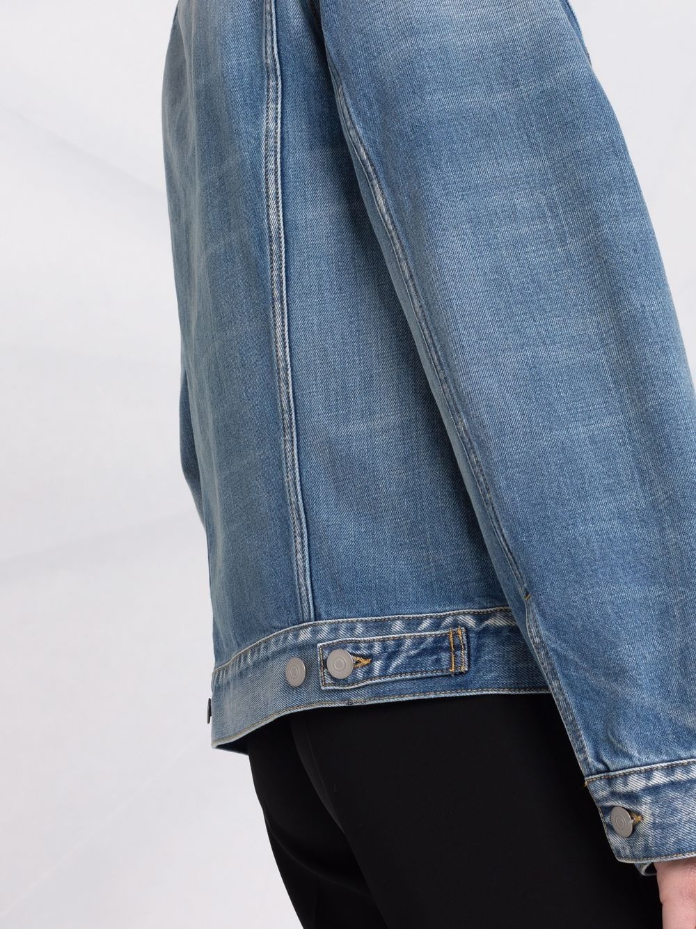 collarless denim jacket - 3