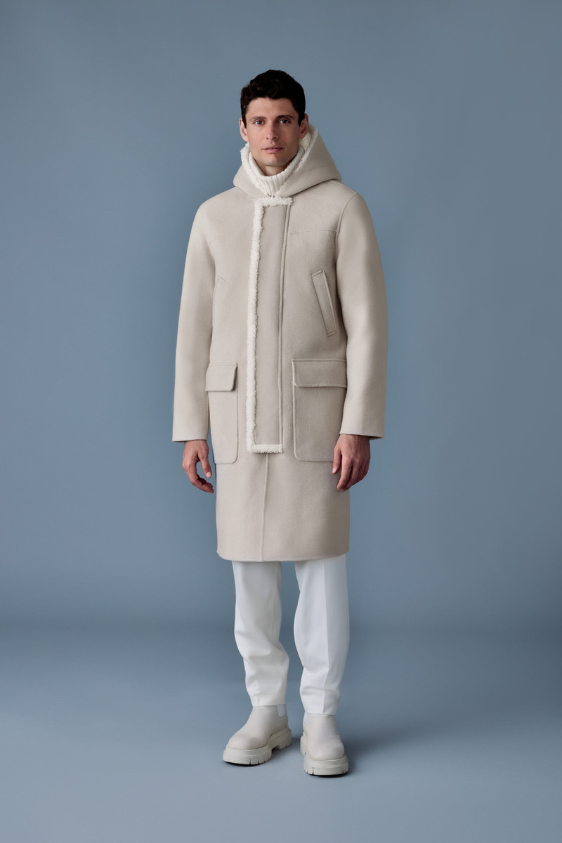 ABRAHAM Heavy double face wool long hooded coat 3