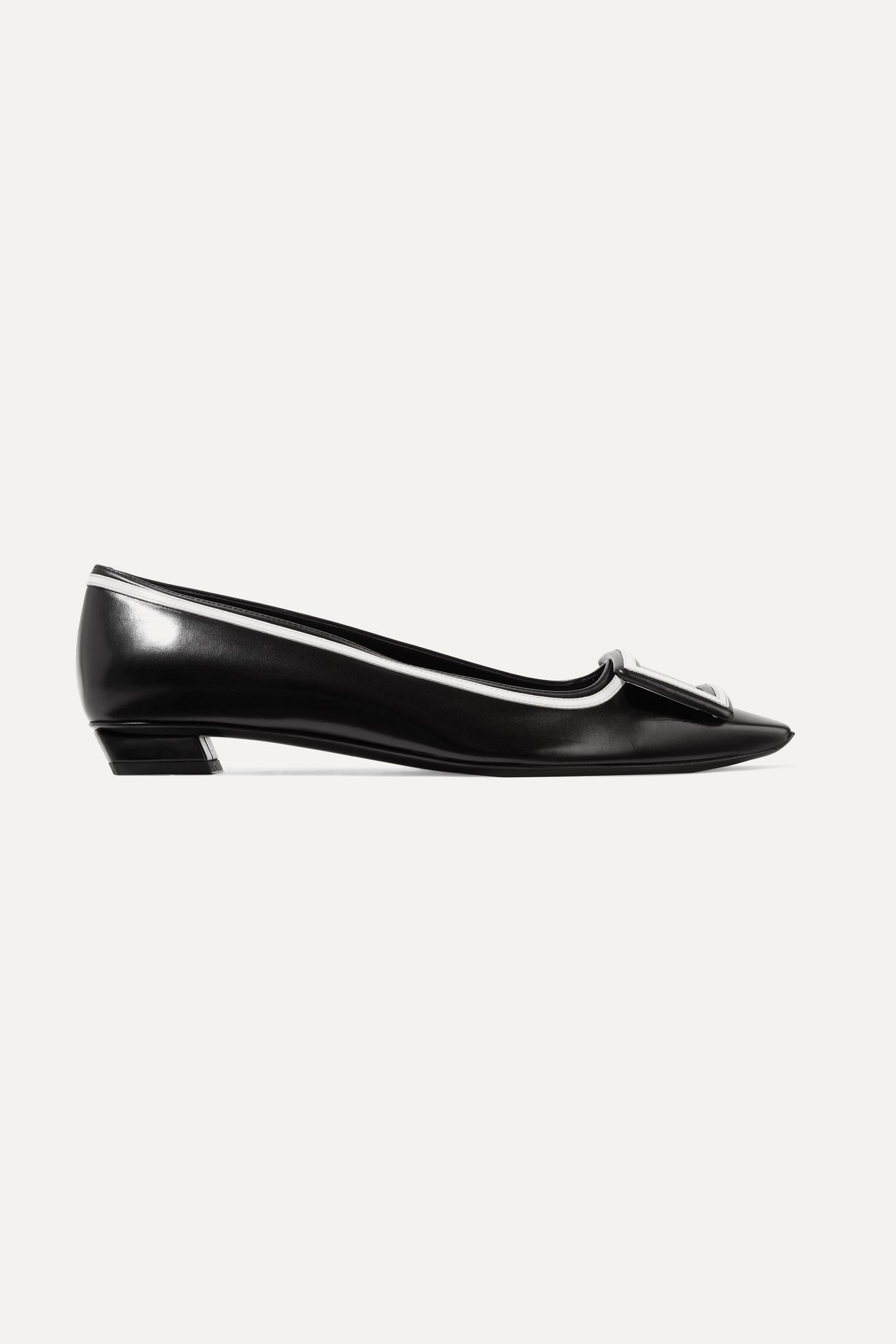 Belle Vivier Graphic patent-trimmed leather flats - 1