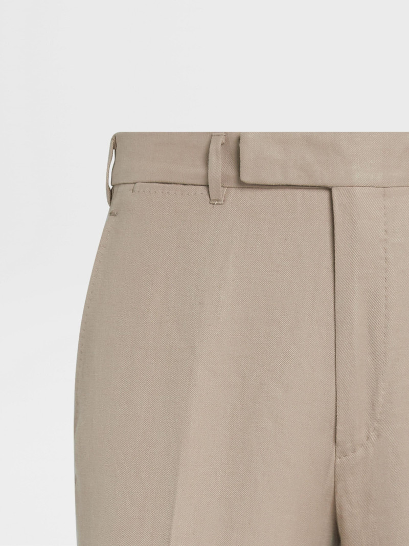 LIGHT TAUPE OASI LINO BLUE FLOWER PANTS 3