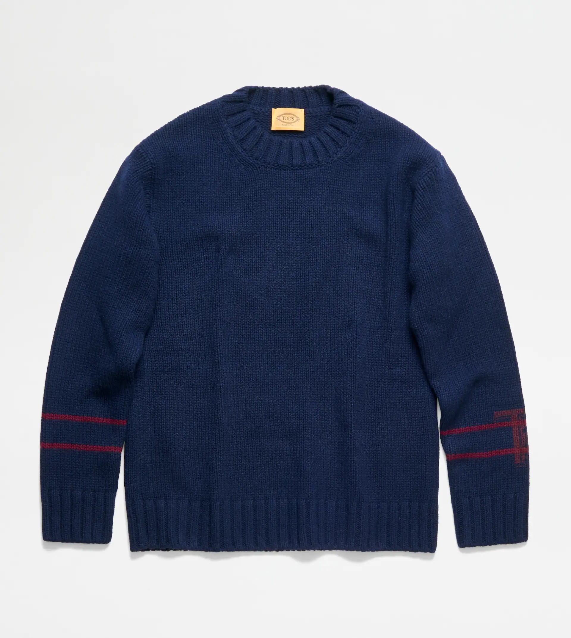 ROUND NECK JUMPER IN CASHMERE BLEND - BLUE - 1