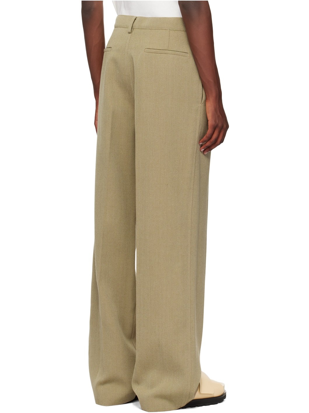 Beige Virgin Wool Trousers - 3