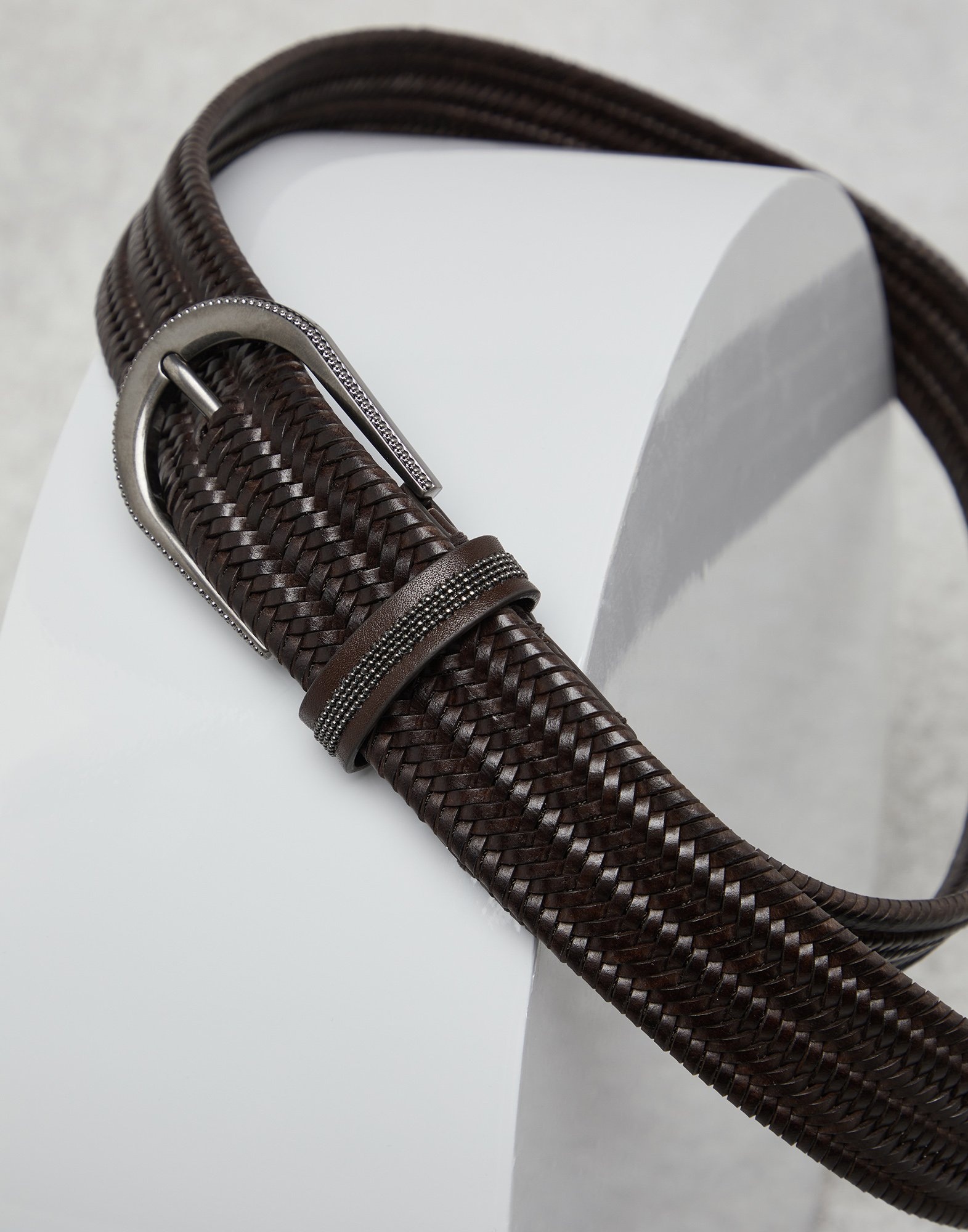 Braided leather belt with monili - 2