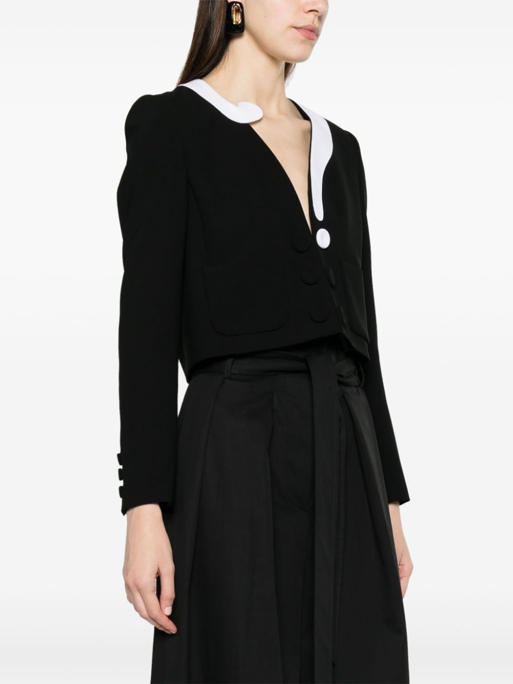 asymmetric-neck cropped jacket - 3