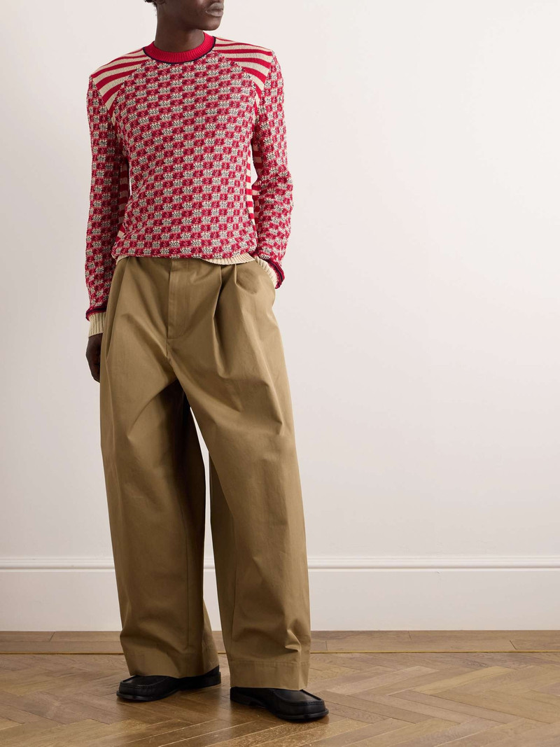 WALES BONNER Unity Striped Checked Cotton Sweater outlook