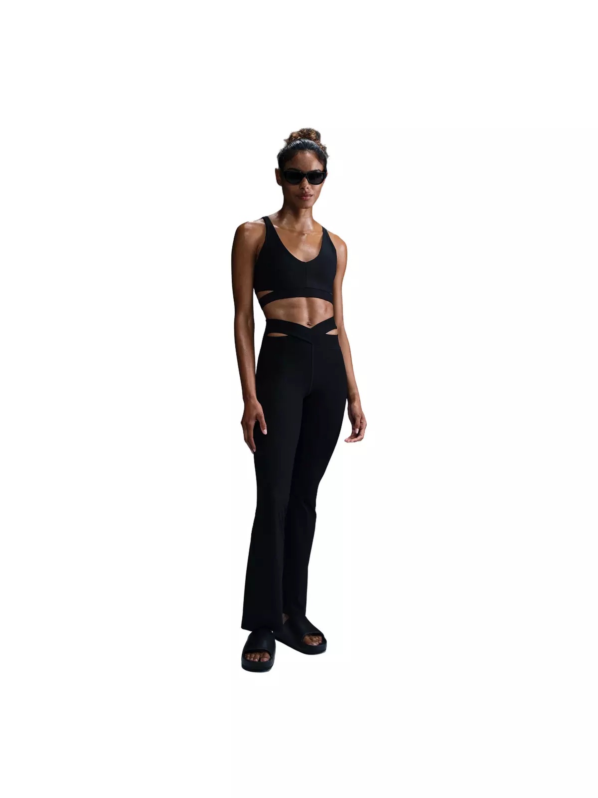 Women's Zenvy Rib Light-Support Padded Longline Sports Bra-Black - 4