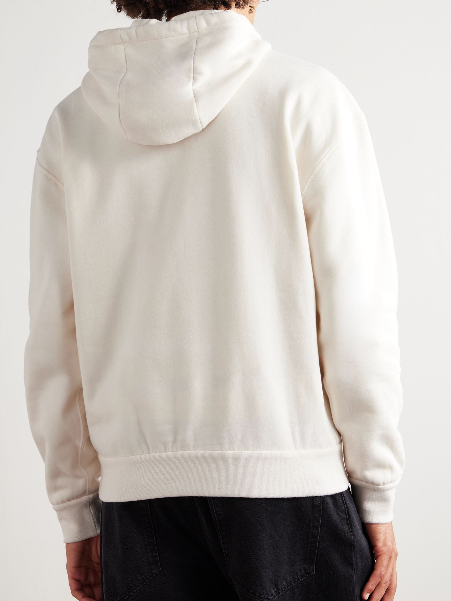 Cotton and Cashmere-Blend Jersey Hoodie Cream - 3