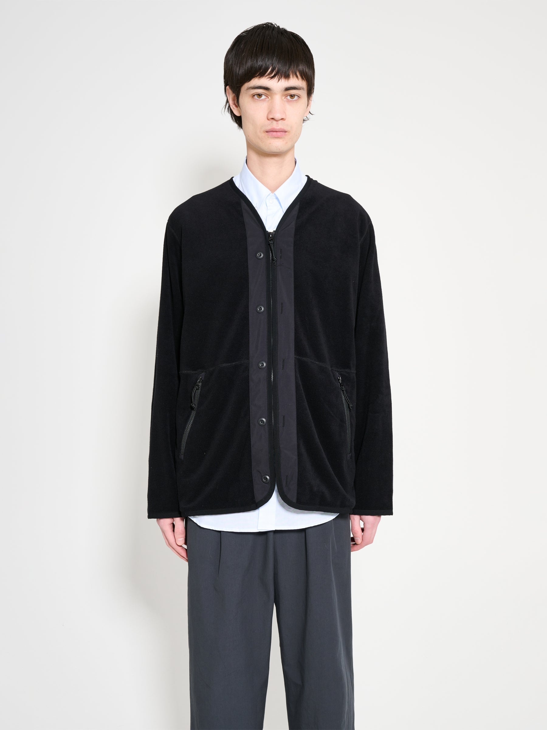 COMME DES GARÇONS HOMME PILE CARDIGAN BLACK - 1