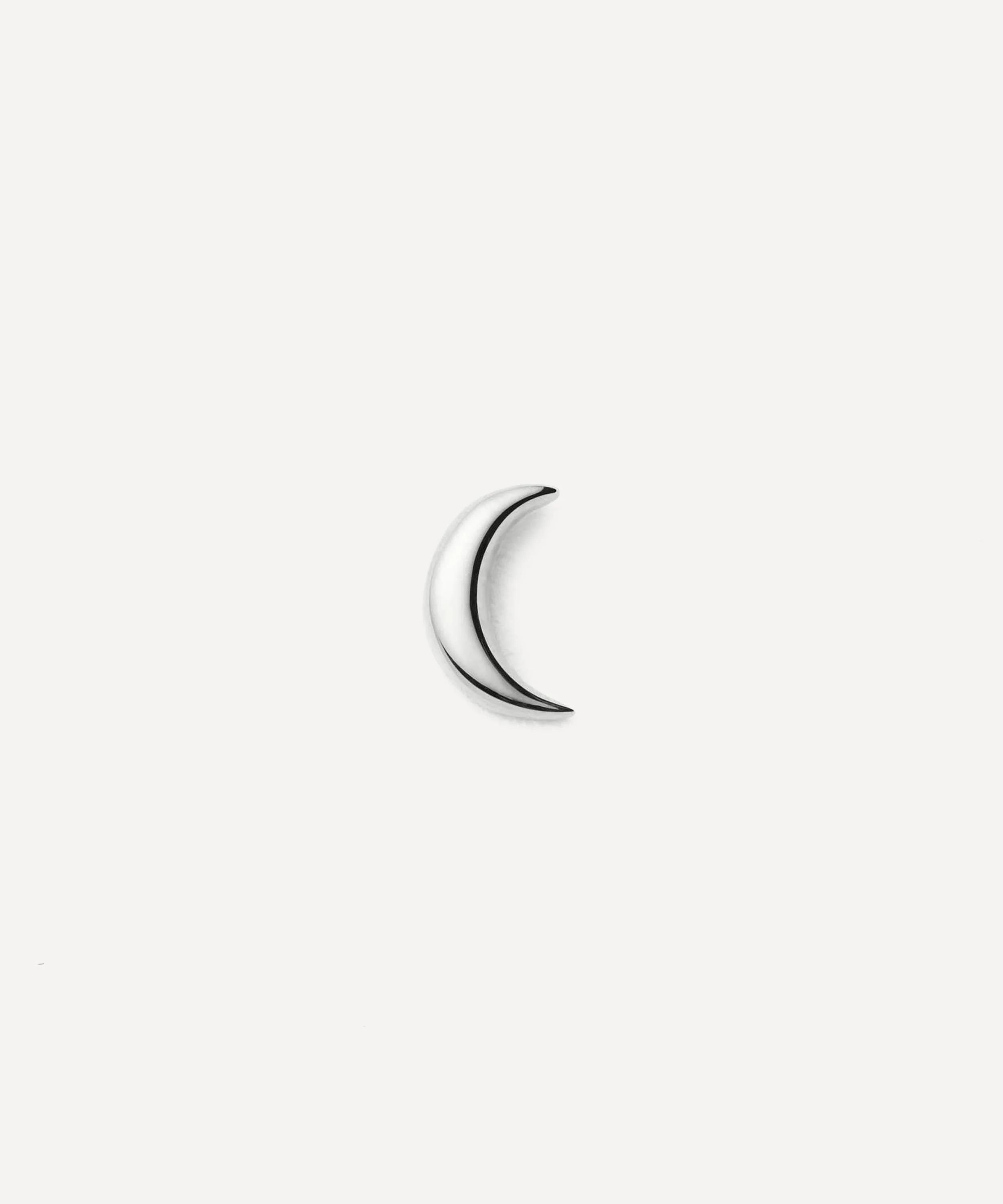 14ct White Gold Fine Moon Stud Earring - 1