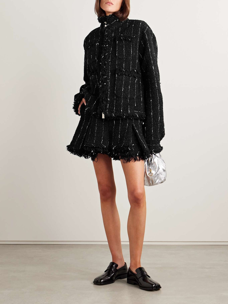 sacai Pinstriped bouclé jacket Black outlook