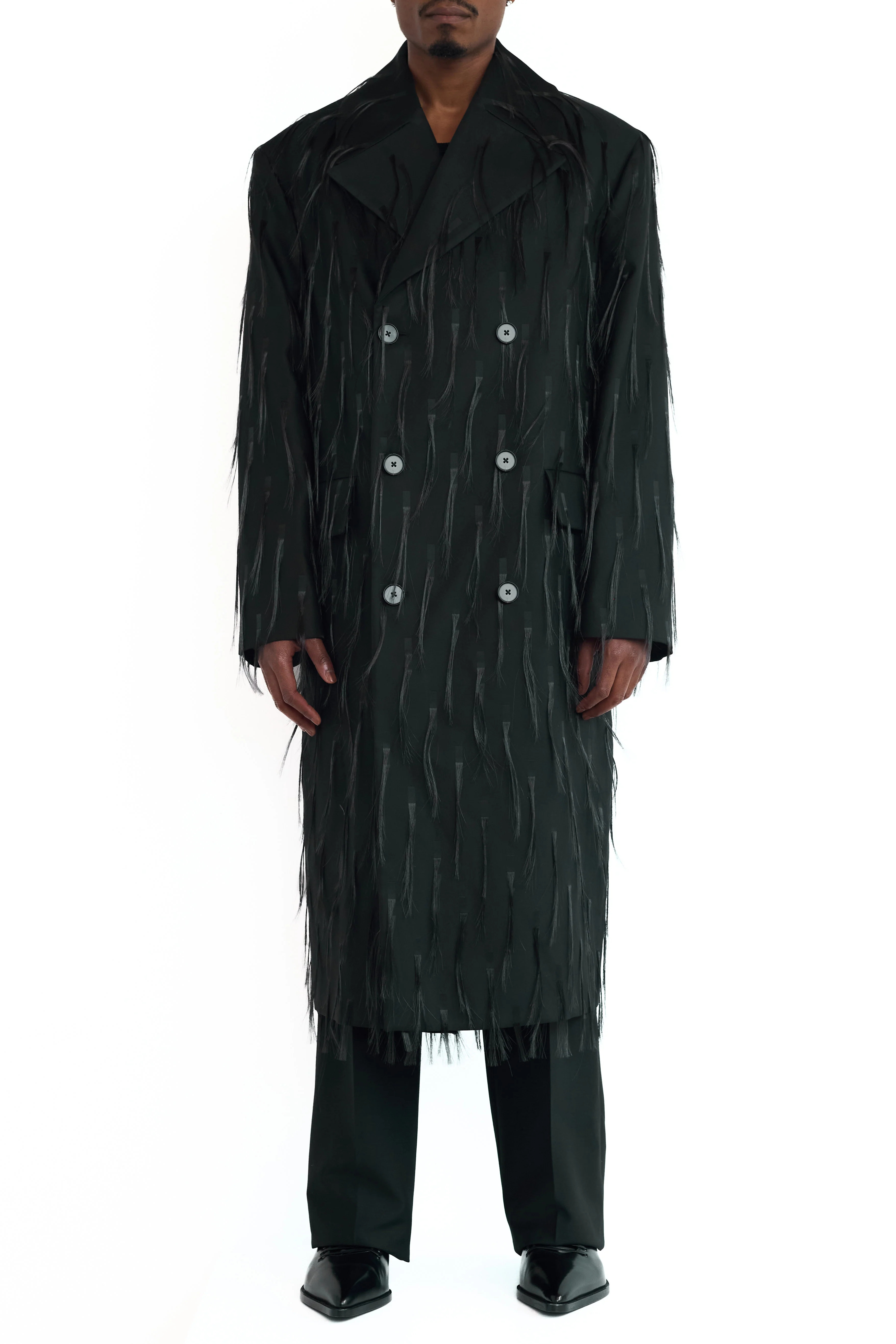 Jil Sander Spaced Out Nylon Fur Coat Black - 3