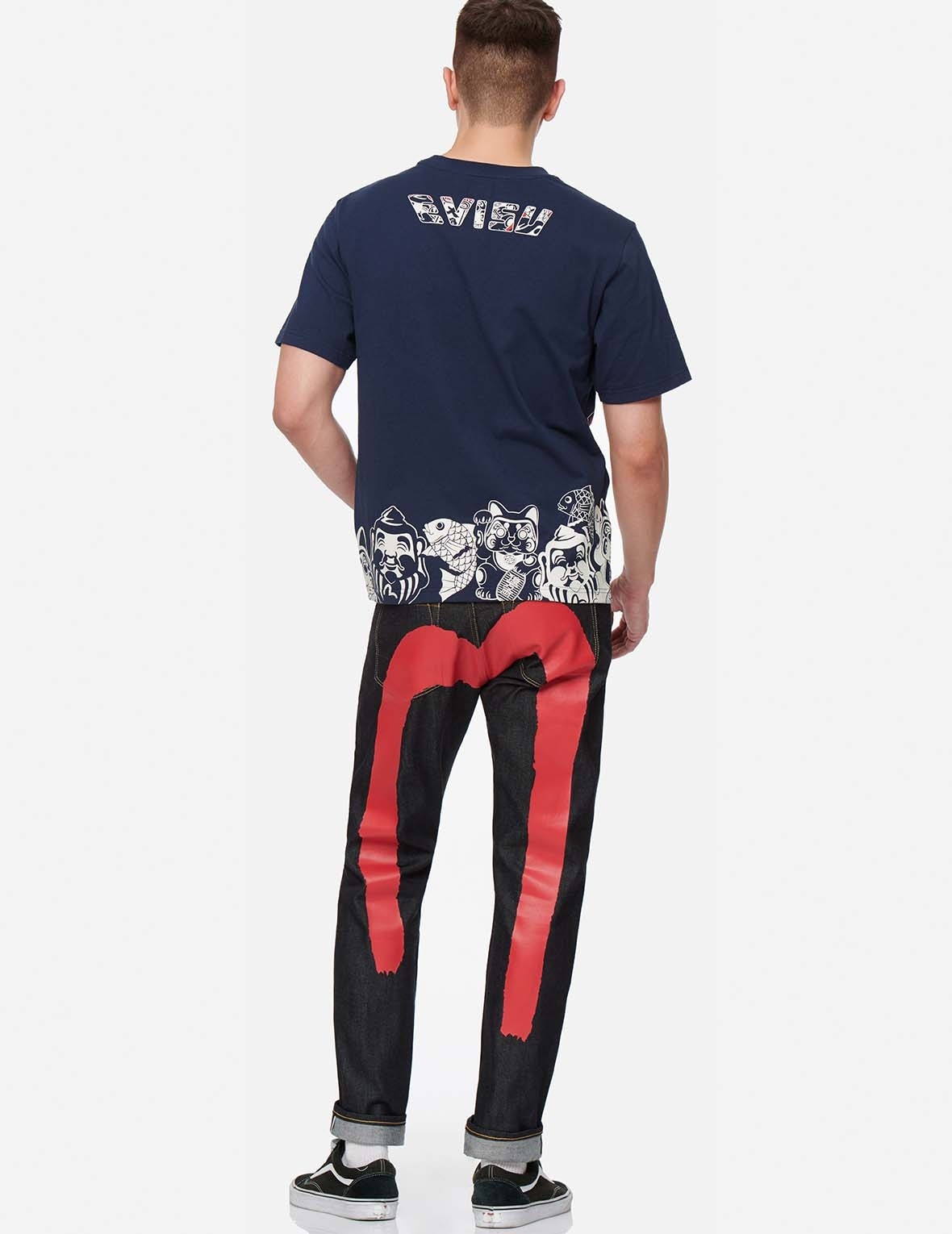 RED BRUSHSTROKE DAICOCK SLIM STRAIGHT FIT JEANS #2010 - 5