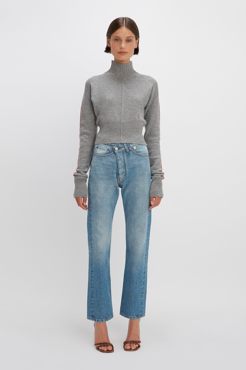 Victoria Beckham Polo Neck Jumper in Grey Marl outlook