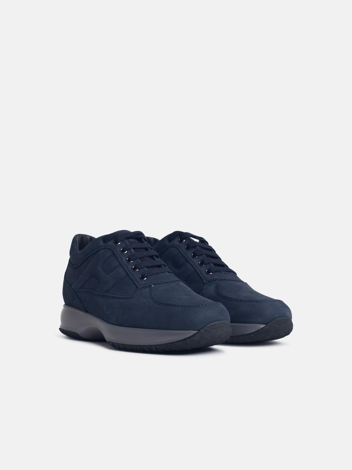 'INTERACTIVE' BLUE NUBUCK LEATHER SNEAKERS - 2