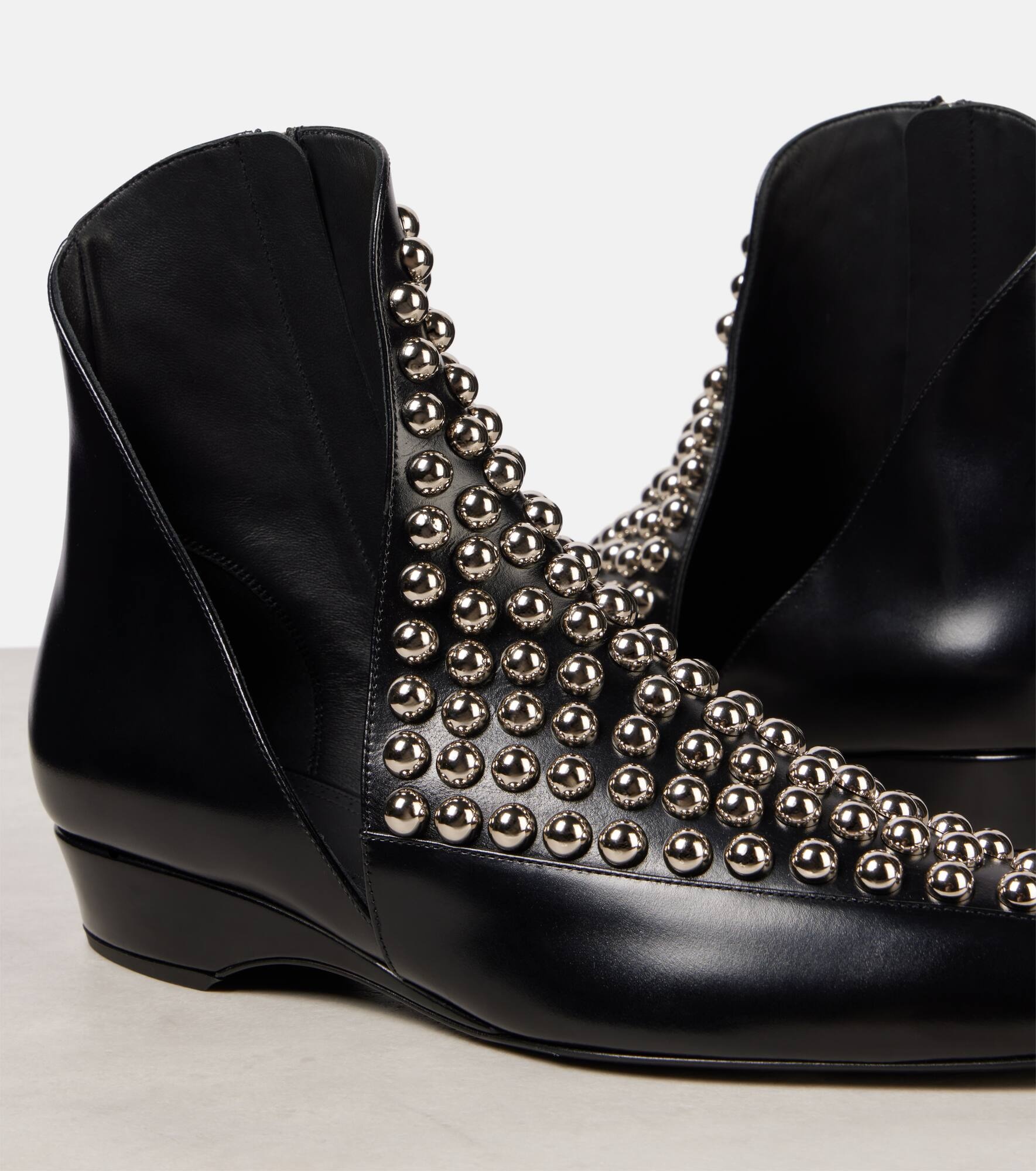 Studded leather ankle boots - 5