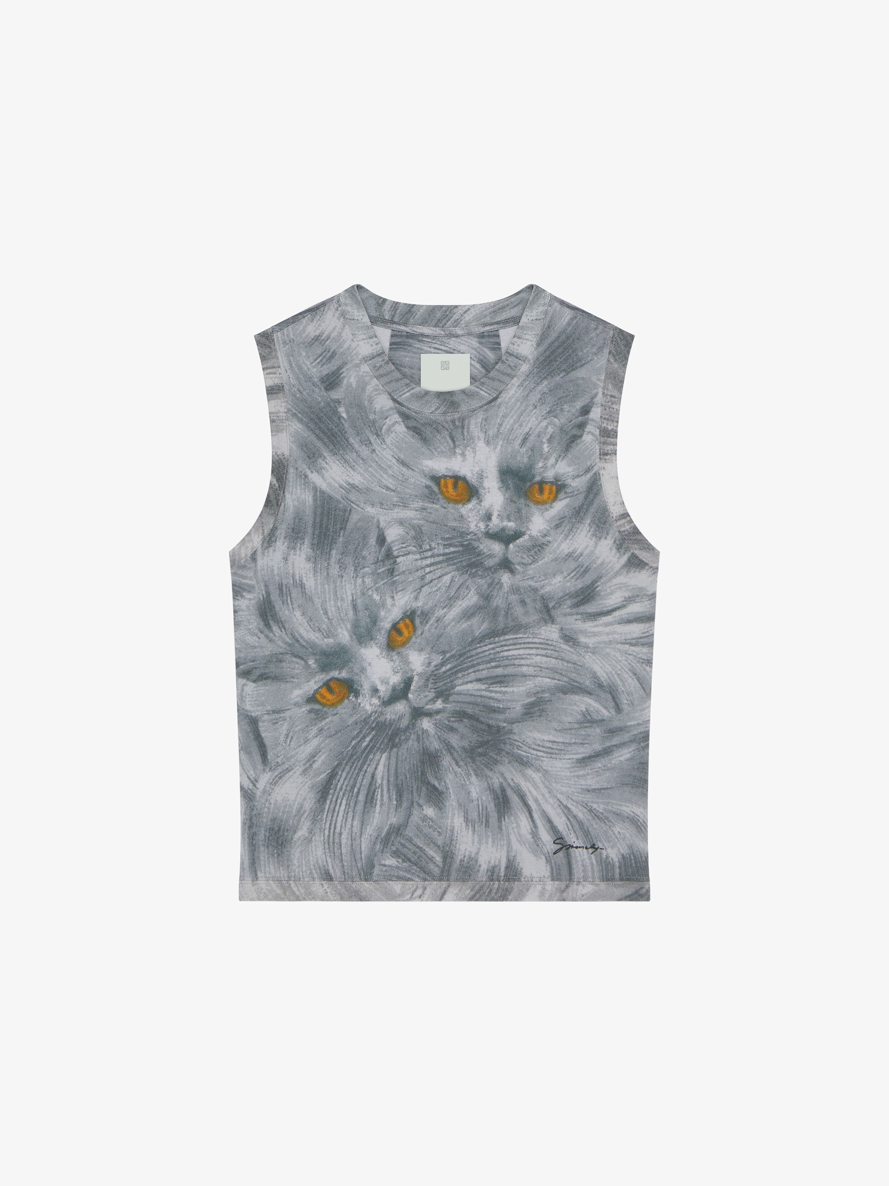 PRINTED CAT TANK TOP IN COTTON - 1