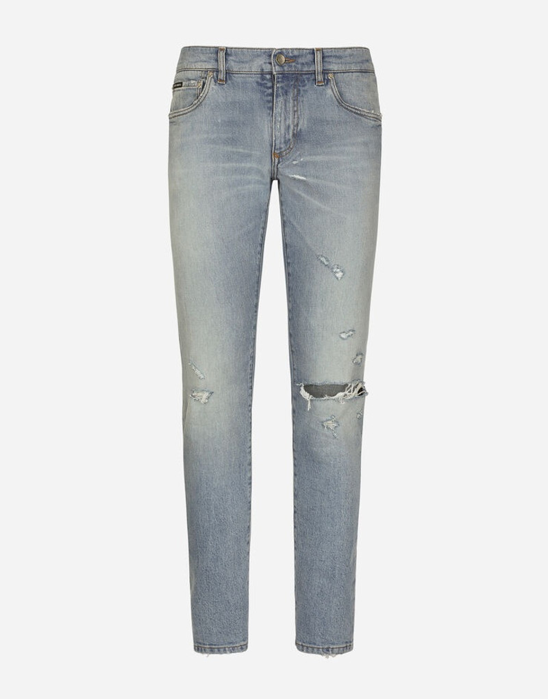 Skinny washed stretch denim jeans 1