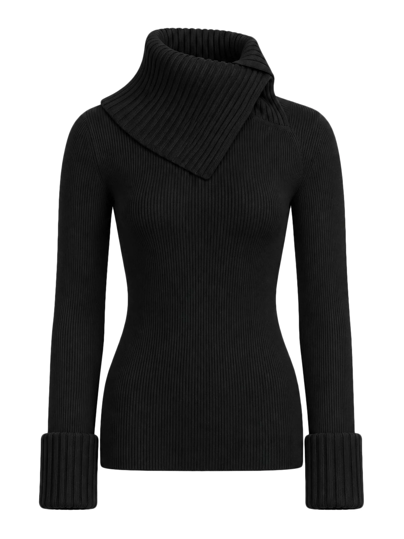 FITTED STRETCH WOOL SWEATER - 1