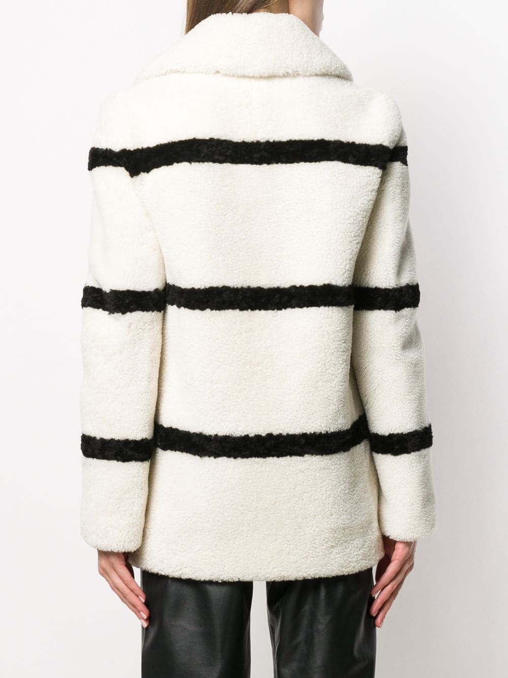 striped shearling coat - 4