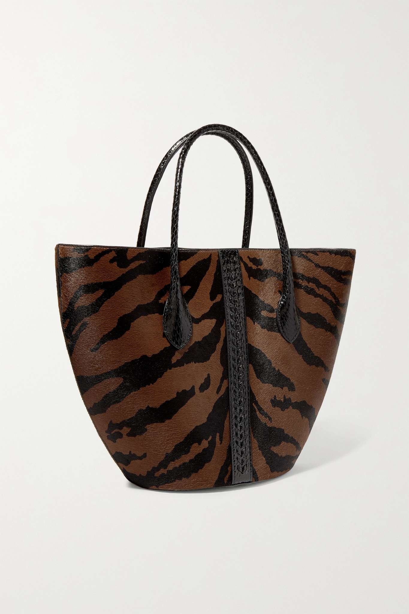 Elaphe-trimmed animal-print calf hair tote - 3