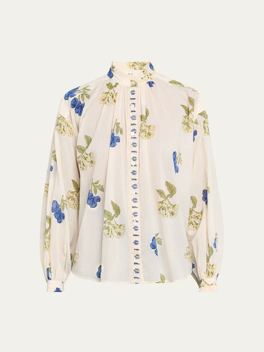 Poet Long-Sleeve Floral Cotton Blouse - 1