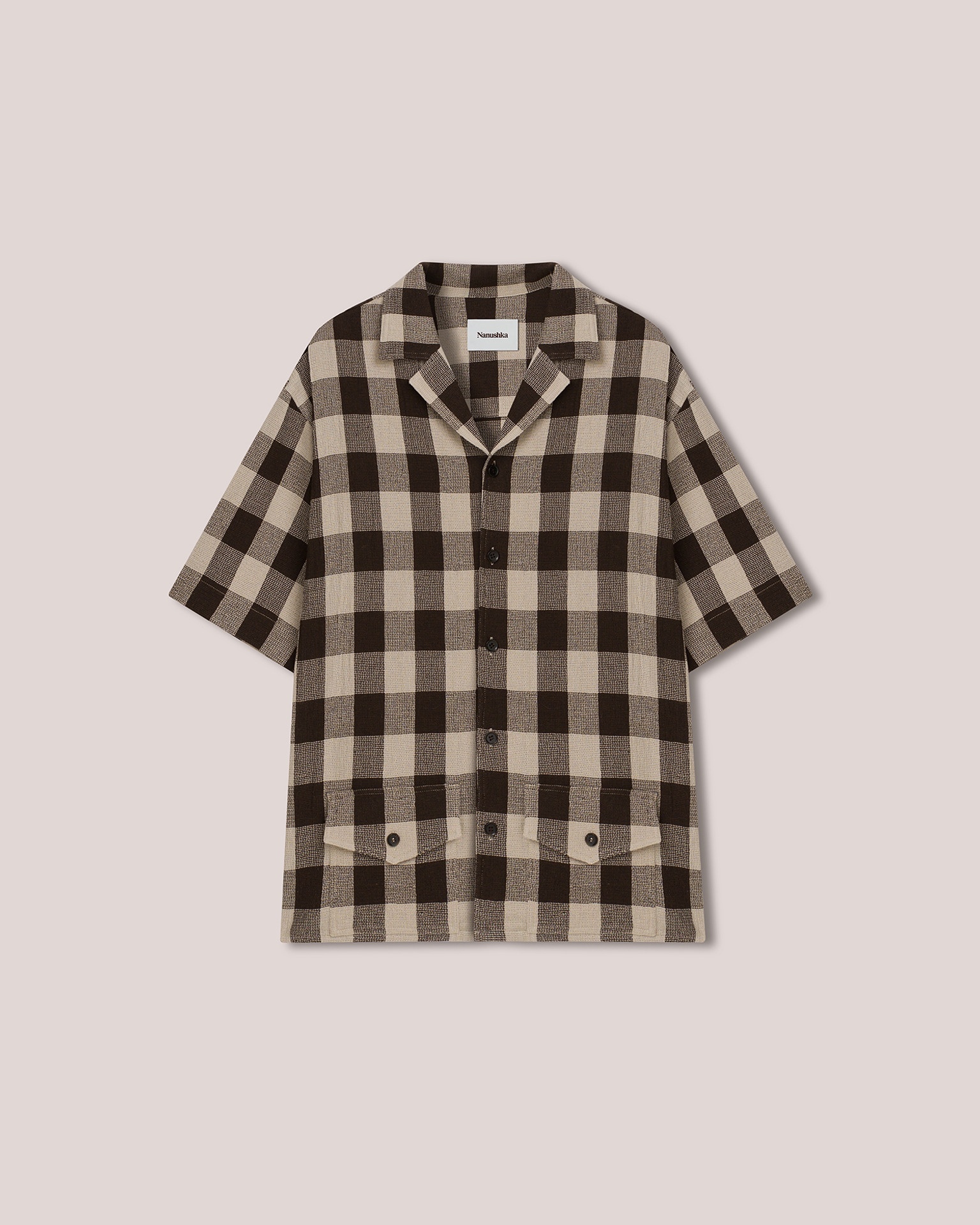 TAITE - Lightweight gingham checkered shirt - Brown&Ecru - 1