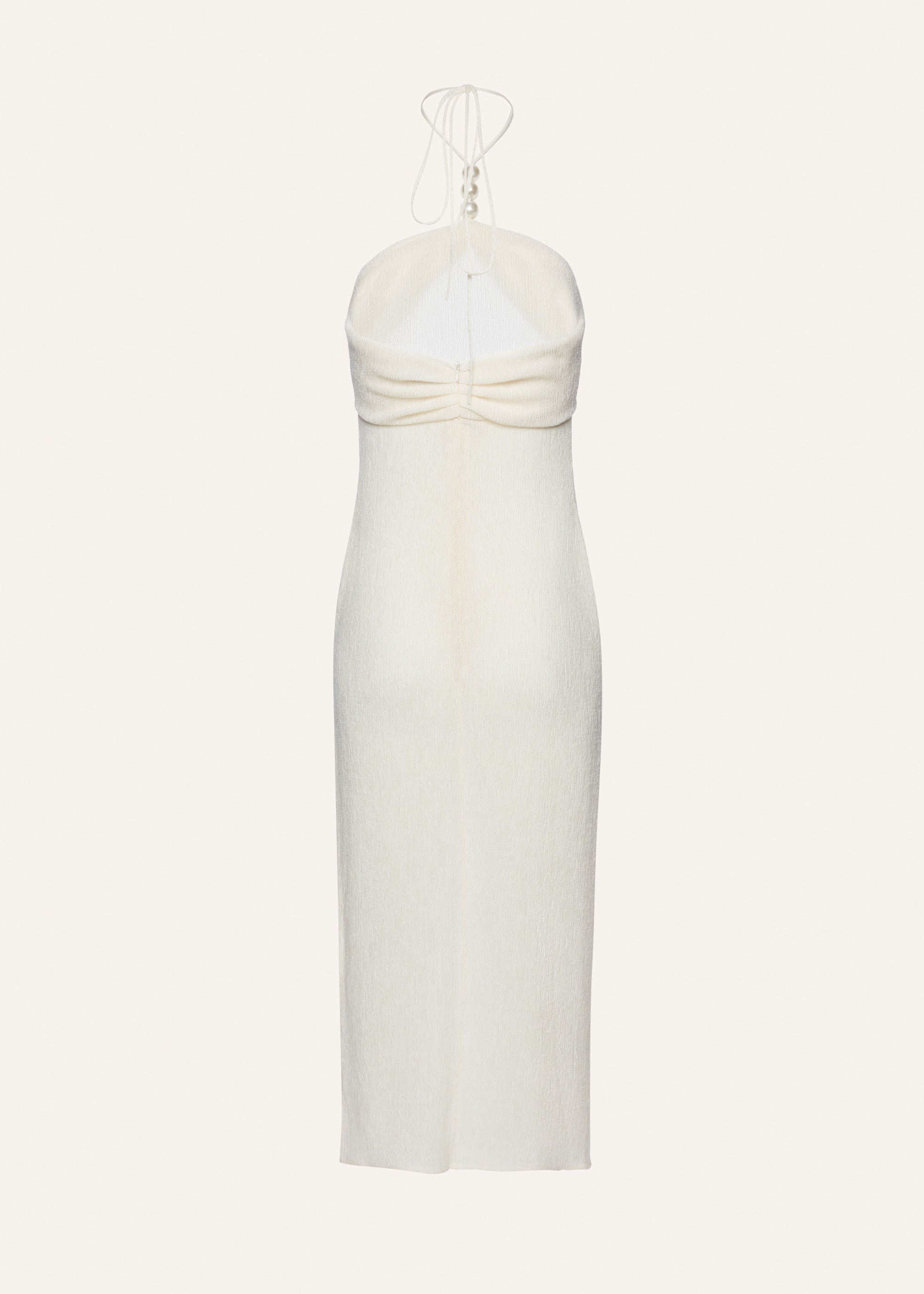 Pearl halterneck midi dress in cream - 2