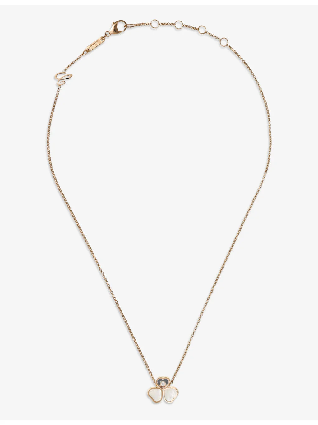 Happy Hearts Wings 18ct rose-gold, mother-of-pearl and diamond necklace - 1