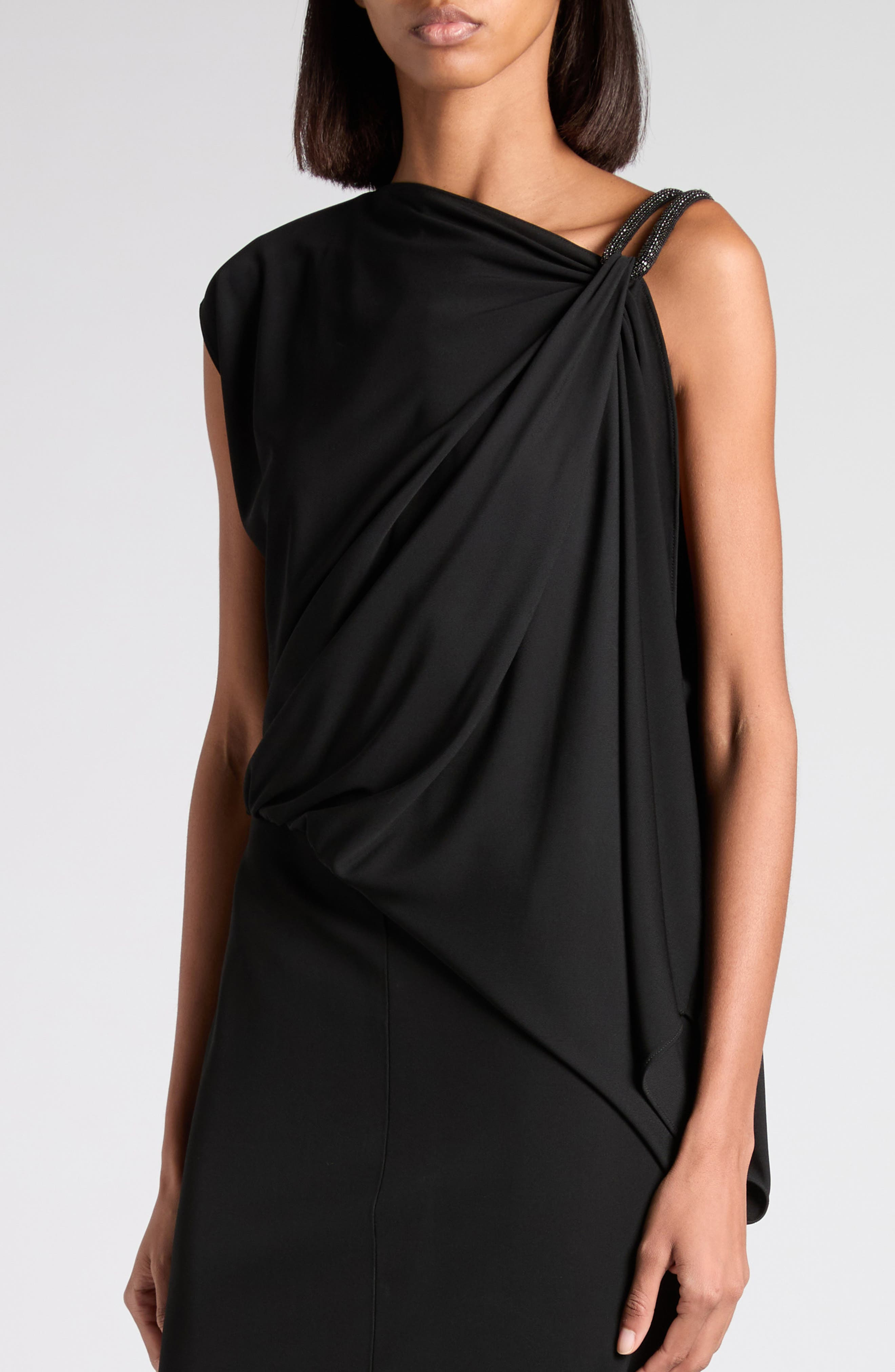 TOM FORD Pavé Strap Crepe Jersey Cocktail Dress in Black at Nordstrom - 4