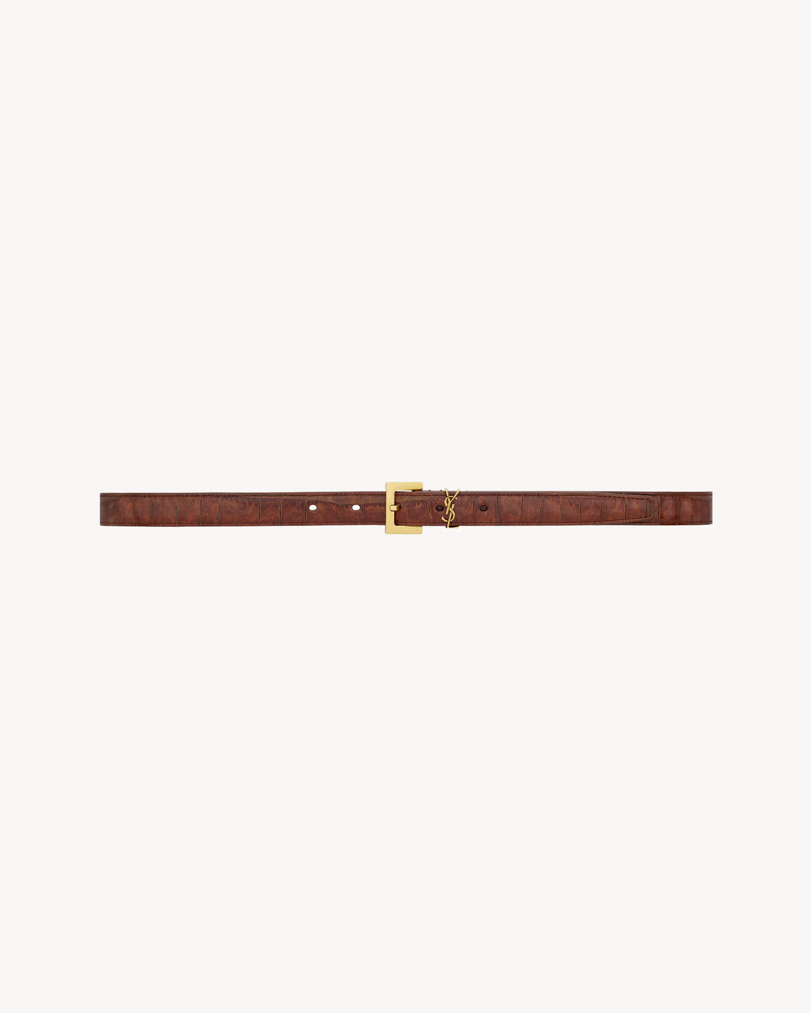 CASSANDRE THIN BELT IN CROCODILE-EMBOSSED LEATHER - 1