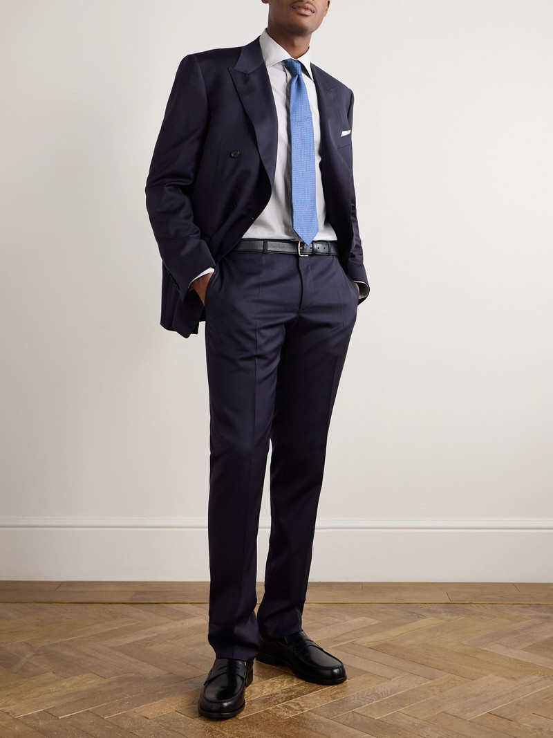 Canali Slim-Fit Straight-Leg Super 130s Wool-Twill Suit Trousers Navy outlook