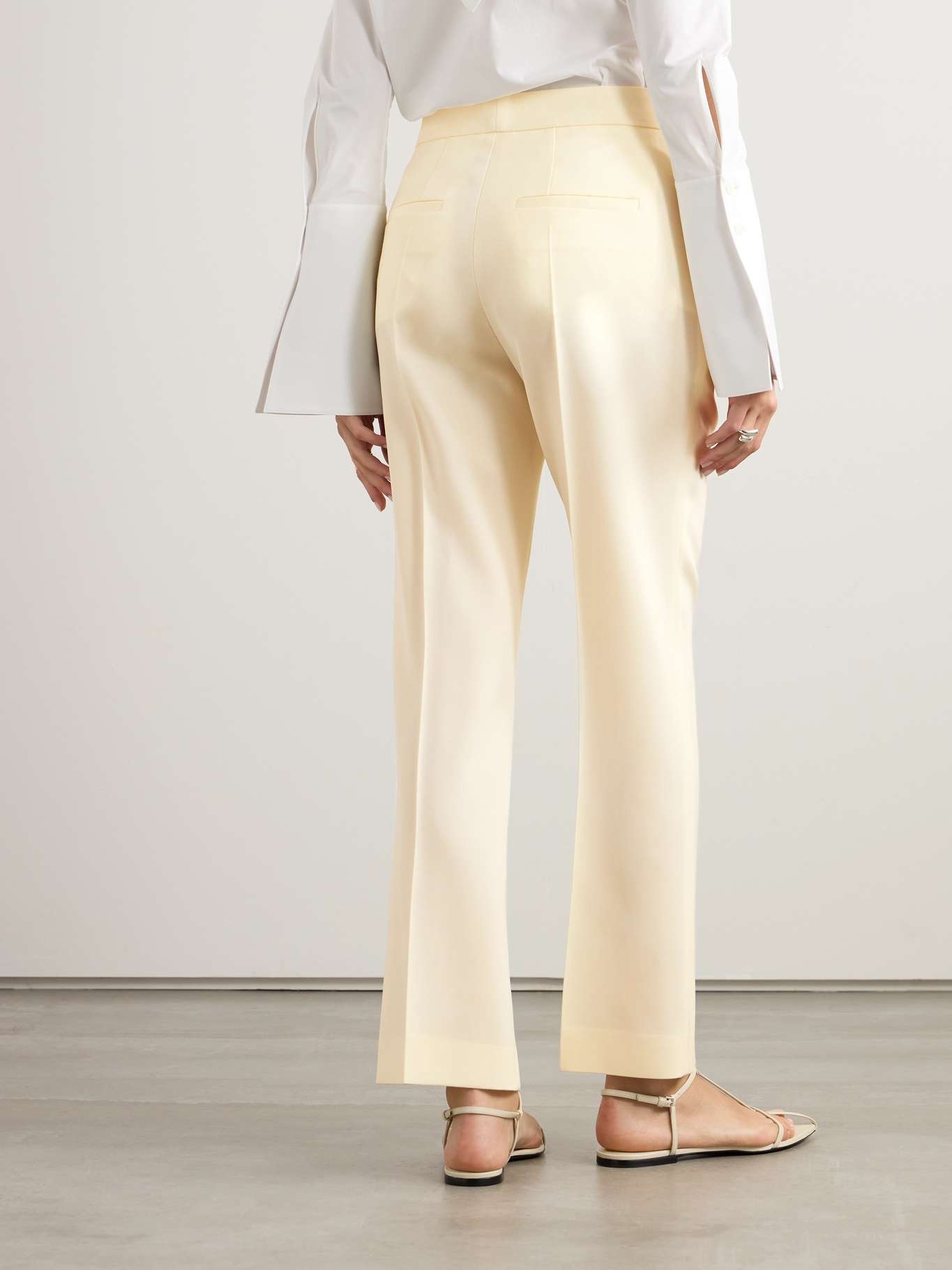 Pleated wool-twill straight-leg pants - 4