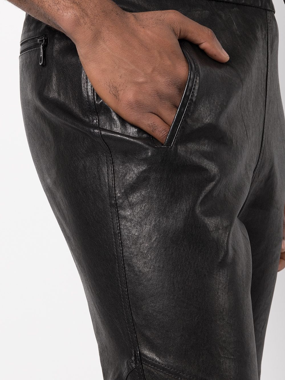 drawstring leather trousers - 5