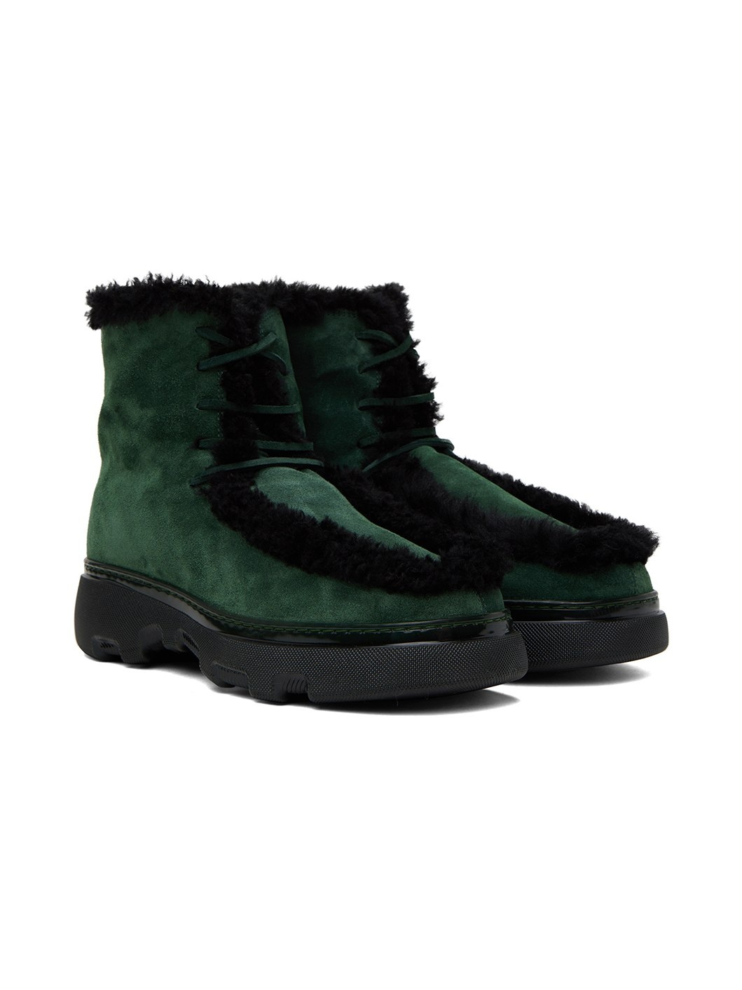 Green Shearling Creeper Boots - 4