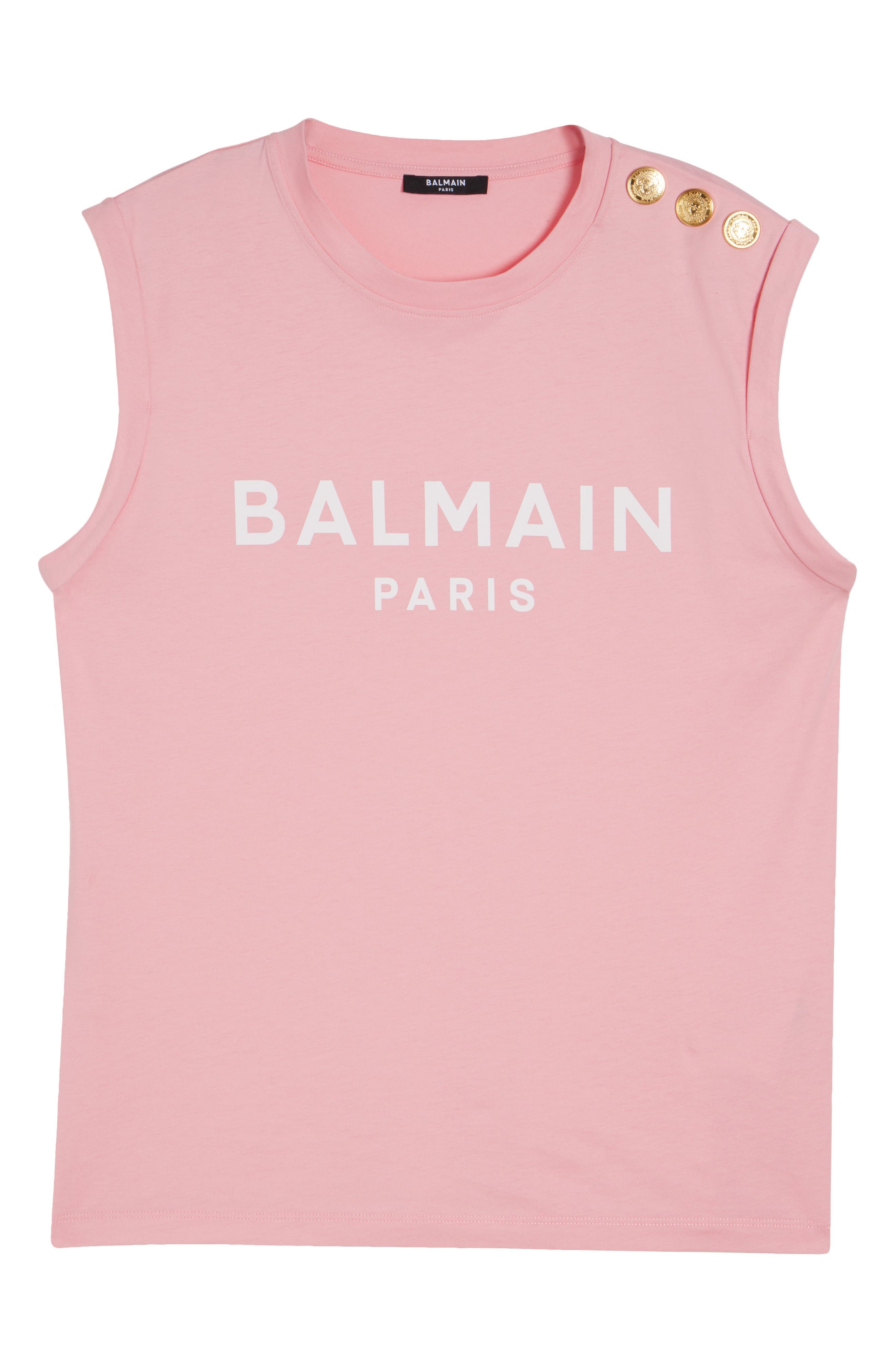 Balmain Cotton Logo Graphic Tank in Ola Pink/White at Nordstrom - 5