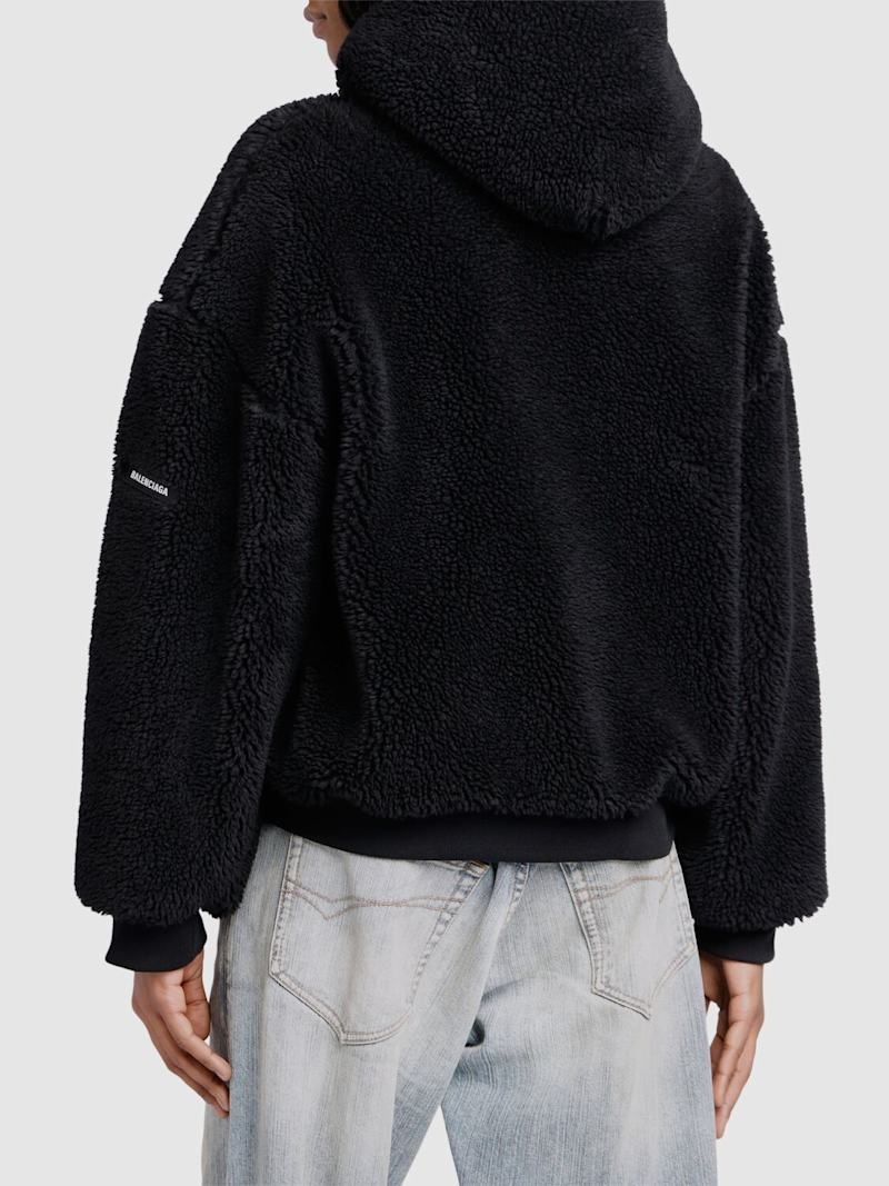 Faux shearling zip-up hoodie - 3