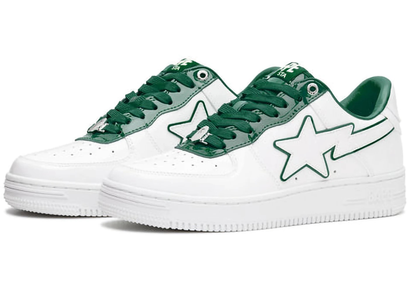 A Bathing Ape Bape Sta Patent Leather White Green - 2
