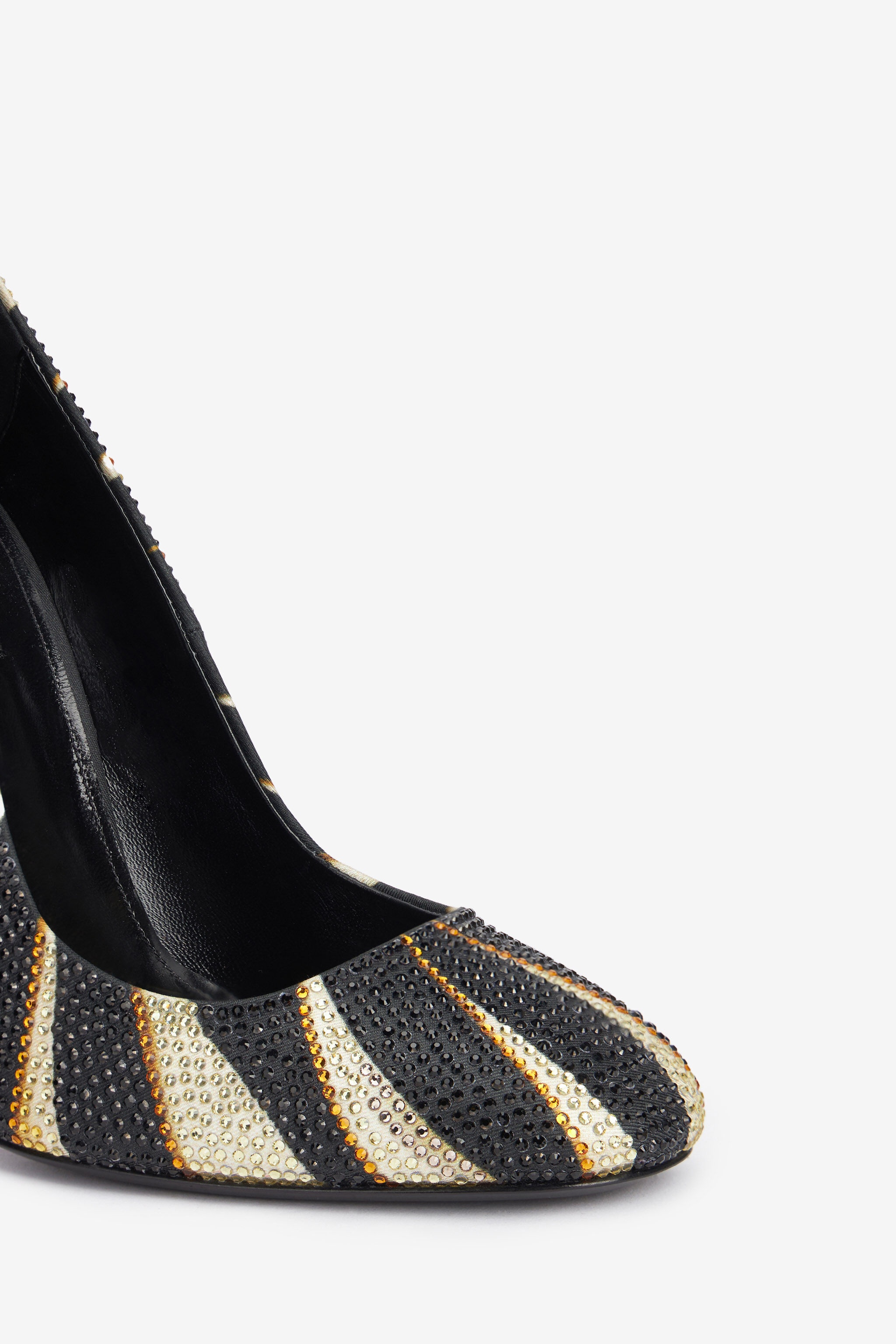 Print Satin Pumps with Rhinestones - 4