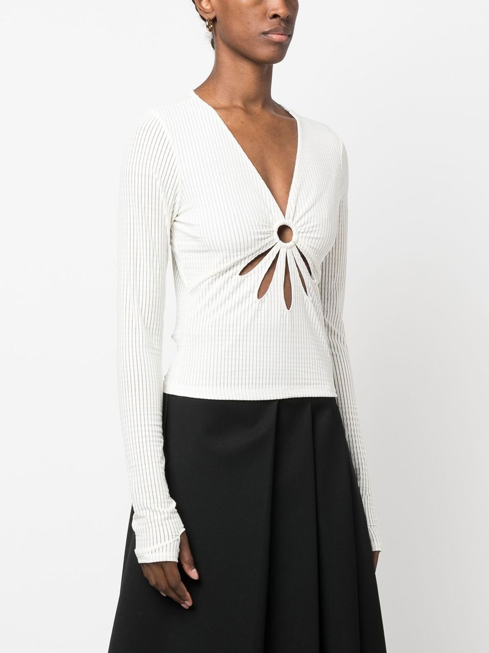 cut-out detailing v-neck top - 3